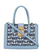 Miu Miu Miu Confidential Jacquard Monogram Tote - Blue
