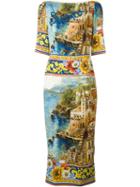 Dolce & Gabbana Carretto Siciliano Print Dress, Women's, Size: 36, Silk/spandex/elastane