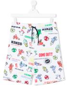 Kenzo Kids Multiprinted Drawstring Shorts - White