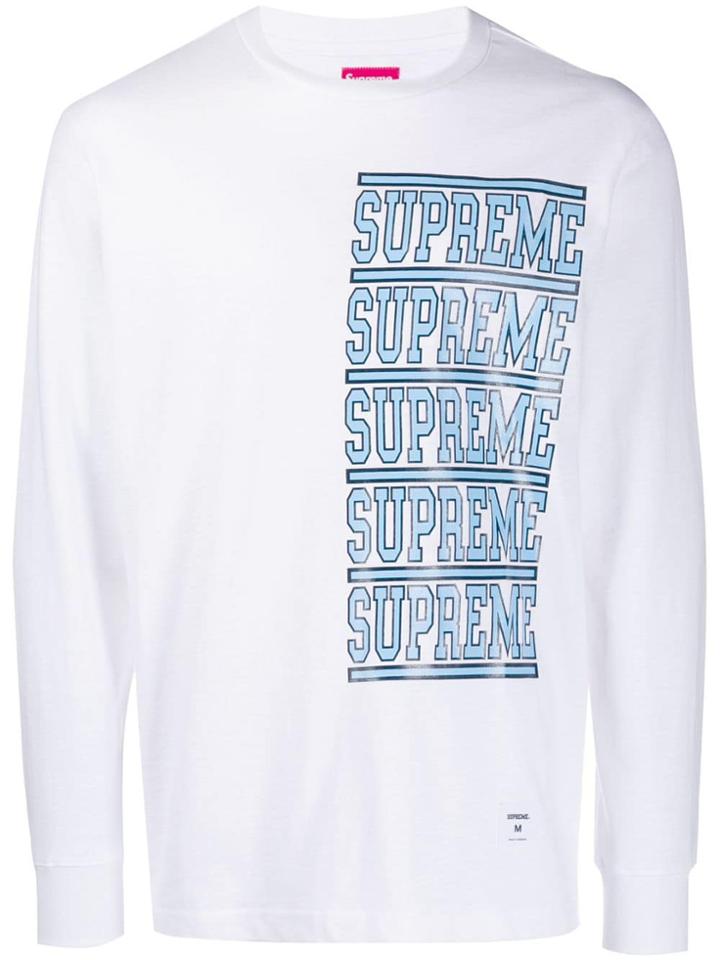 Supreme Stacked Long Sleeve Top - White