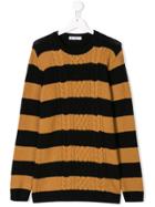 Dondup Kids Teen Cable Knit Striped Sweater - Black