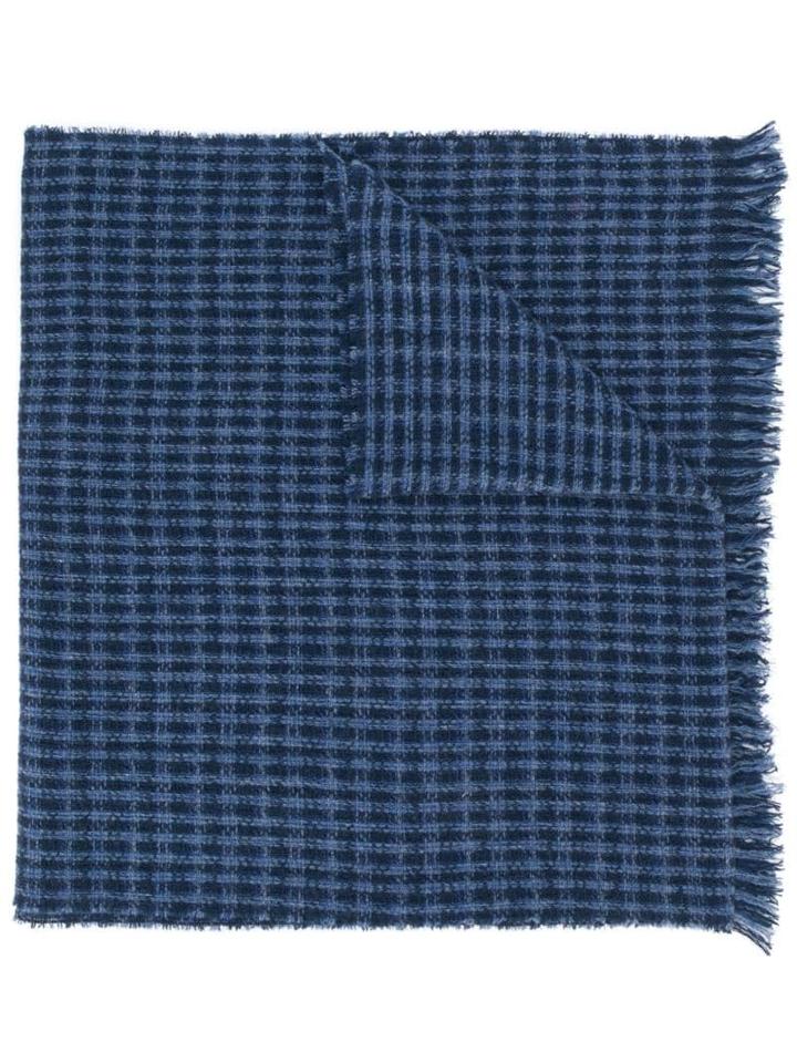 Hackett Check Knit Scarf - Blue