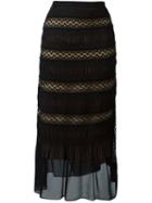 No21 - Lace Midi Skirt - Women - Silk/polyamide/polyester - 42, Black, Silk/polyamide/polyester
