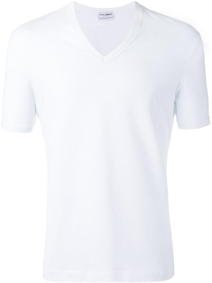 Dolce & Gabbana Underwear V-neck T-shirt, Men's, Size: 4, White, Cotton/spandex/elastane