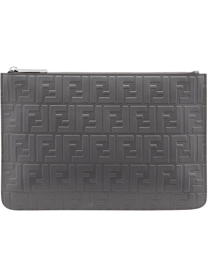 Fendi Embossed Ff Pouch - Grey