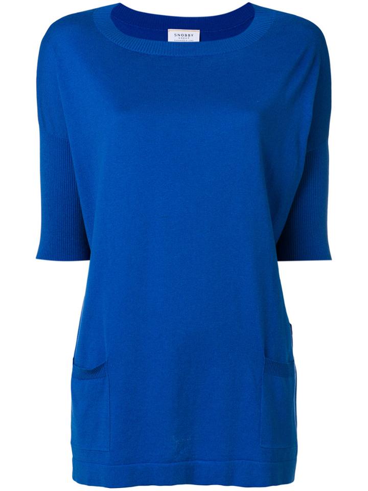 Snobby Sheep Short-sleeve Fitted Sweater - Blue