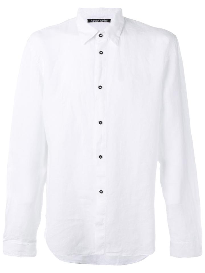 Hannes Roether - Contrast Button Shirt - Men - Linen/flax - L, White, Linen/flax