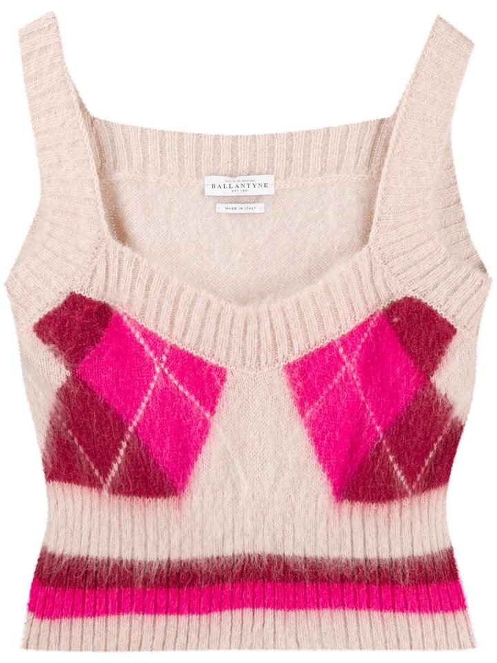 Ballantyne Argyle Knit Top - Pink