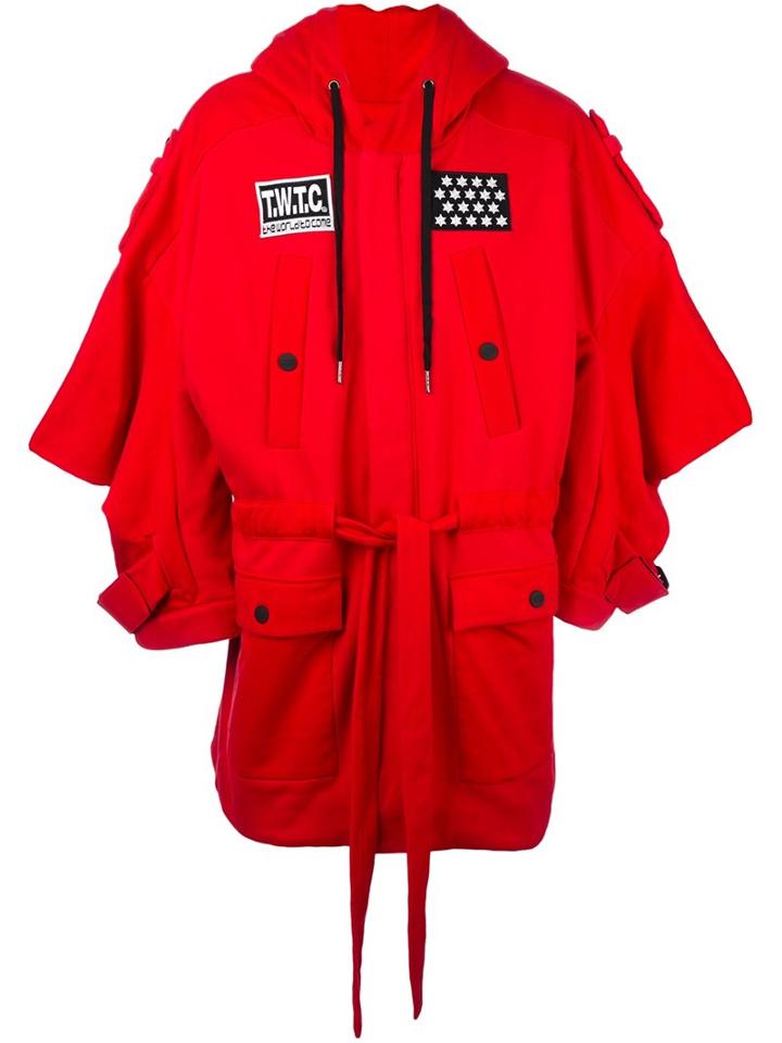 Ktz Wide Sleeve Zipped Hooded Coat, Adult Unisex, Size: Small, Red, Cotton