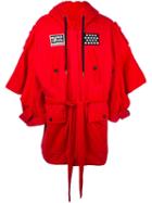 Ktz Wide Sleeve Zipped Hooded Coat, Adult Unisex, Size: Small, Red, Cotton