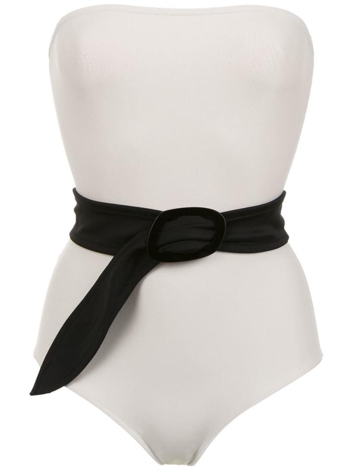 Adriana Degreas Off The Shoulder Belted Swimsuit - White