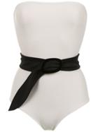 Adriana Degreas Off The Shoulder Belted Swimsuit - White