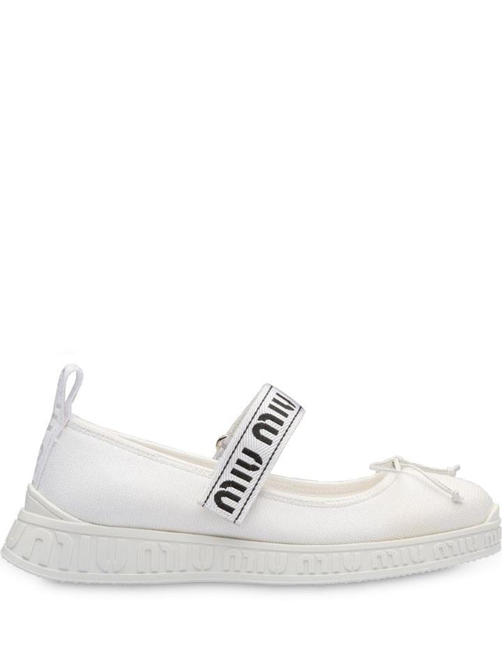 Miu Miu Knitted Ballerina Shoes - White