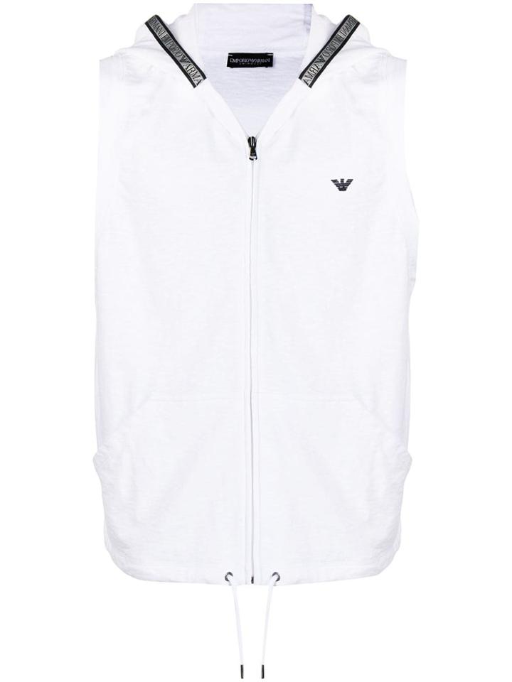 Emporio Armani Hooded Logo Gilet - White