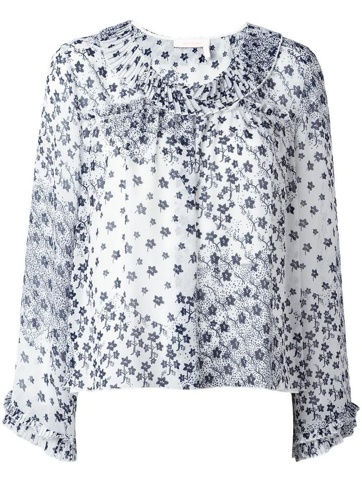 See By Chloé Floral Blouse, Women's, Size: 38, Blue, Polyester/viscose