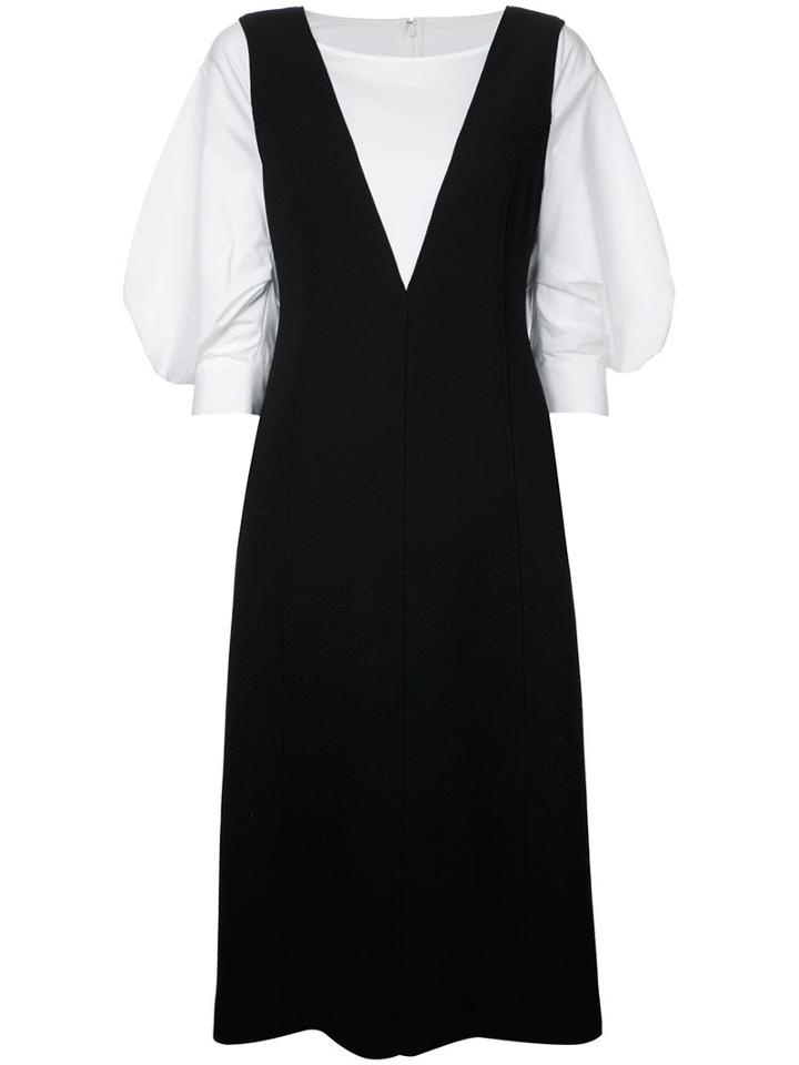 Le Ciel Bleu Layered Puff Sleeves Dress, Women's, Size: 38, Black, Polyester/acetate