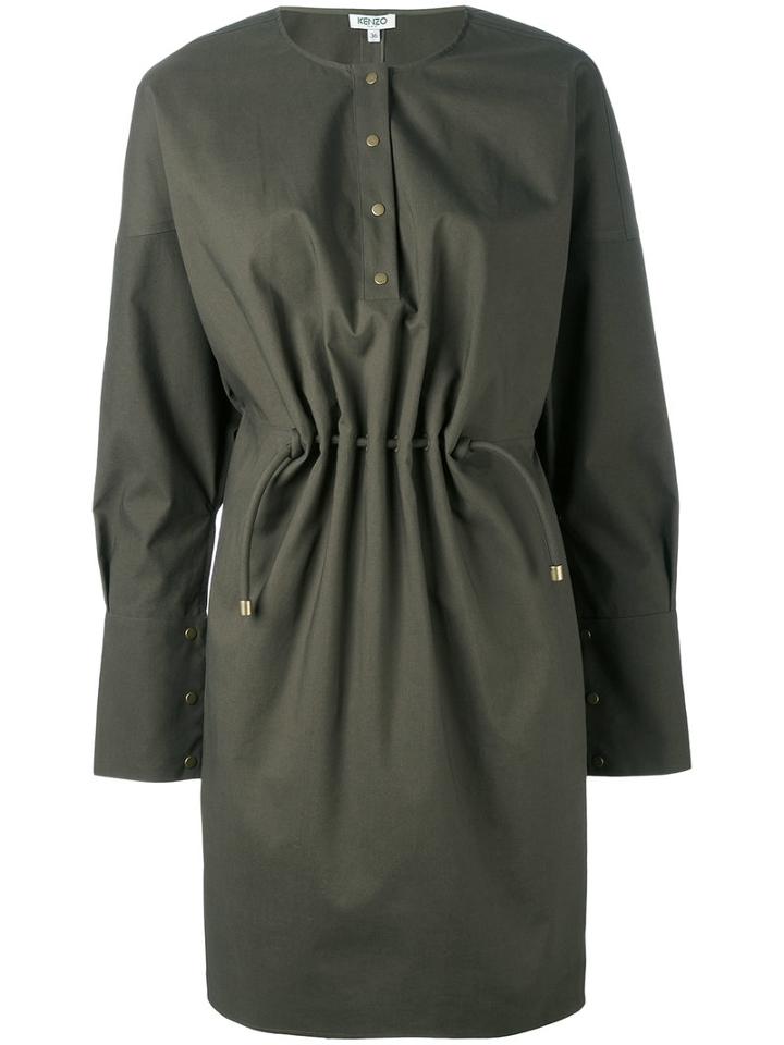 Kenzo - Tie-waist Dressing - Women - Cotton/polyester - 36, Green, Cotton/polyester
