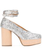 Maison Margiela High-heel Glitter Sandals - Silver