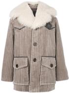 Marc Jacobs Corduroy Fur-trim Coat - Brown