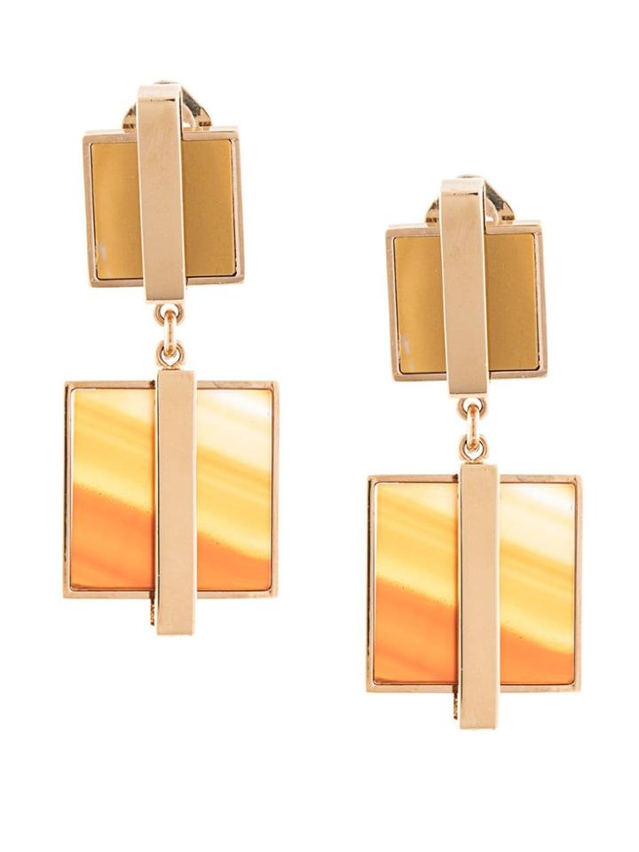 Crystalline Jasper & Agate Clip-on Earrings - Gold