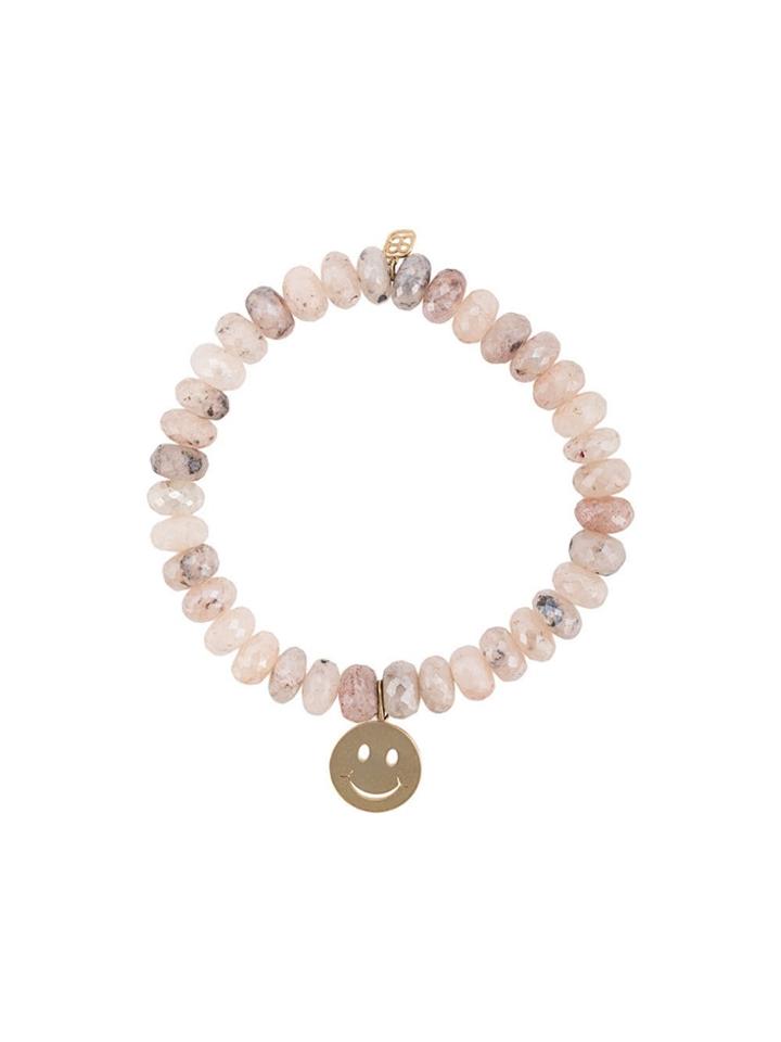 Sydney Evan 14kt Yellow Gold Happy Face Charm Beaded Bracelet -