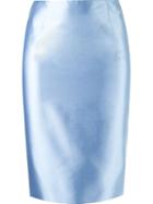 Martha Medeiros Pencil Skirt, Women's, Size: 42, Blue, Polyester/silk/acetate