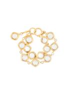 Chanel Vintage Diamond Shape Glass Stone Bracelet - Metallic