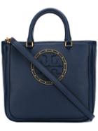 Tory Burch Square Logo Shoulder Bag, Women's, Blue, Leather/calf Leather