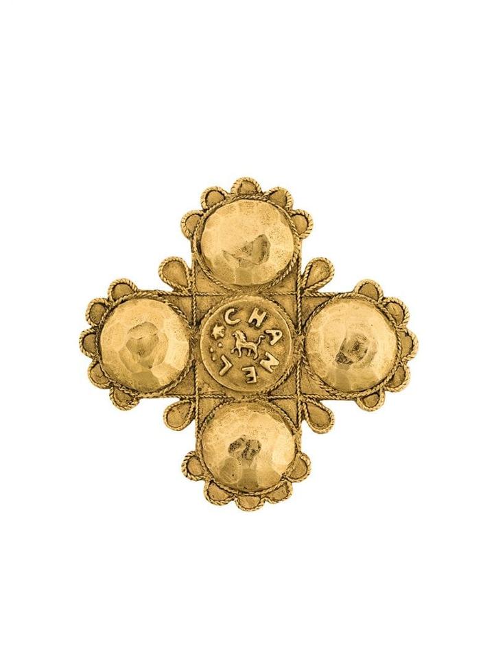 Chanel Pre-owned Collectable Lion Cross Brooch - Metallic