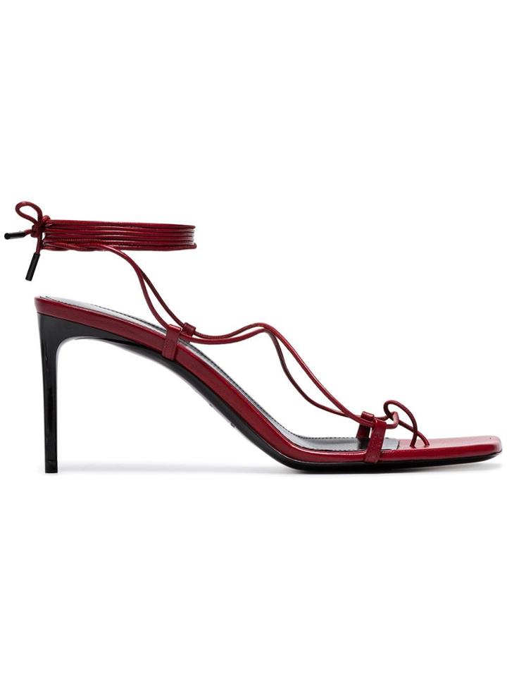Saint Laurent Red Paris 75 Naked Leather Strappy Sandals