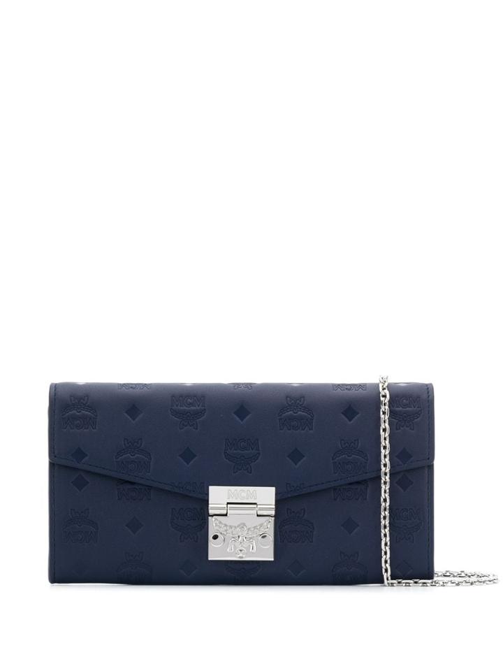 Mcm Embossed Logo Cross Body Bag - Blue