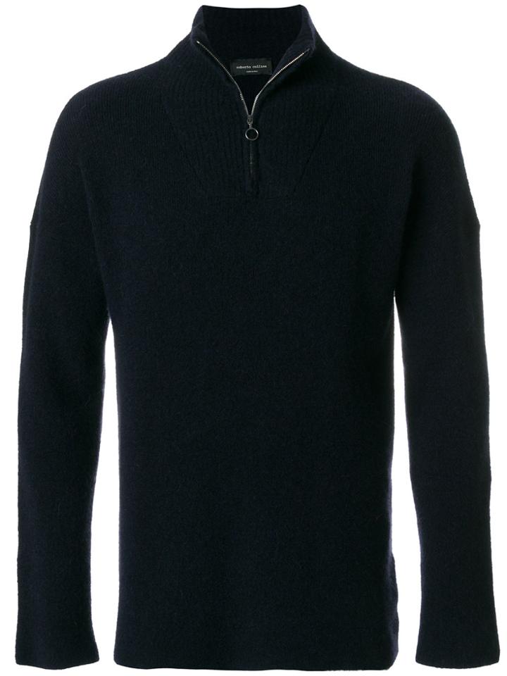 Roberto Collina Zipped Neck Jumper - Blue