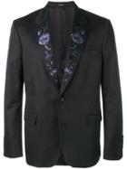 Alexander Mcqueen Floral Embroidered Blazer - Black