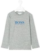 Boss Kids - Logo Print Longsleeved T-shirt - Kids - Cotton - 4 Yrs, Grey