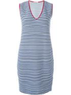 Stefano Mortari Striped V-neck Short Dress, Women's, Size: 42, Black, Cotton/polyester/spandex/elastane