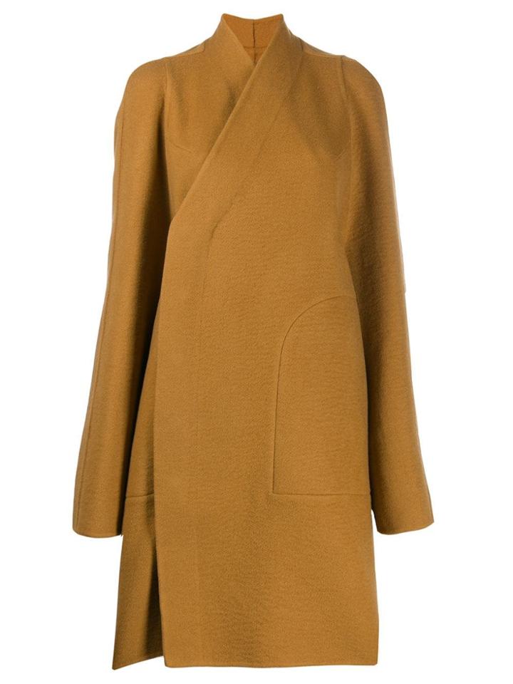 Rick Owens Single Breasted Wrap Coat - Brown
