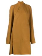 Rick Owens Single Breasted Wrap Coat - Brown