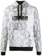 Ea7 Emporio Armani Logo Print Mottled-effect Hoodie - White