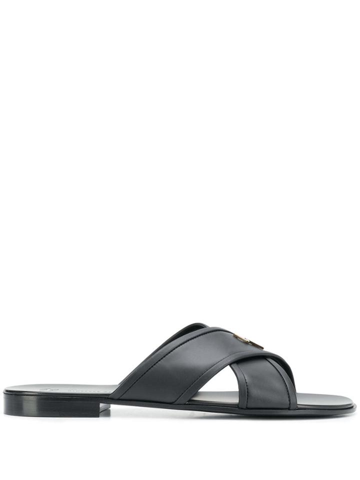Giuseppe Zanotti Logo Cross Strap Sandals - Black