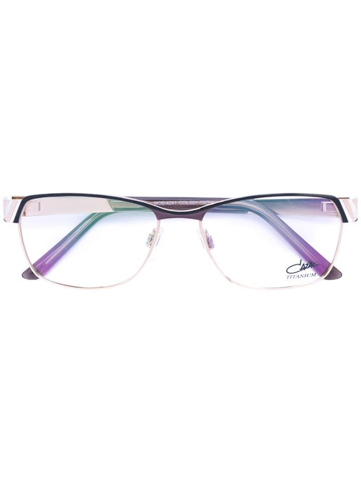 Cazal Enamelled Rectangle Frame Glasses - Black