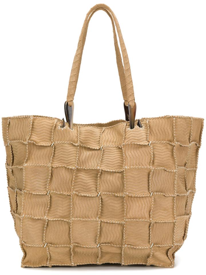Jamin Puech Grid Detail Shoulder Bag - Nude & Neutrals