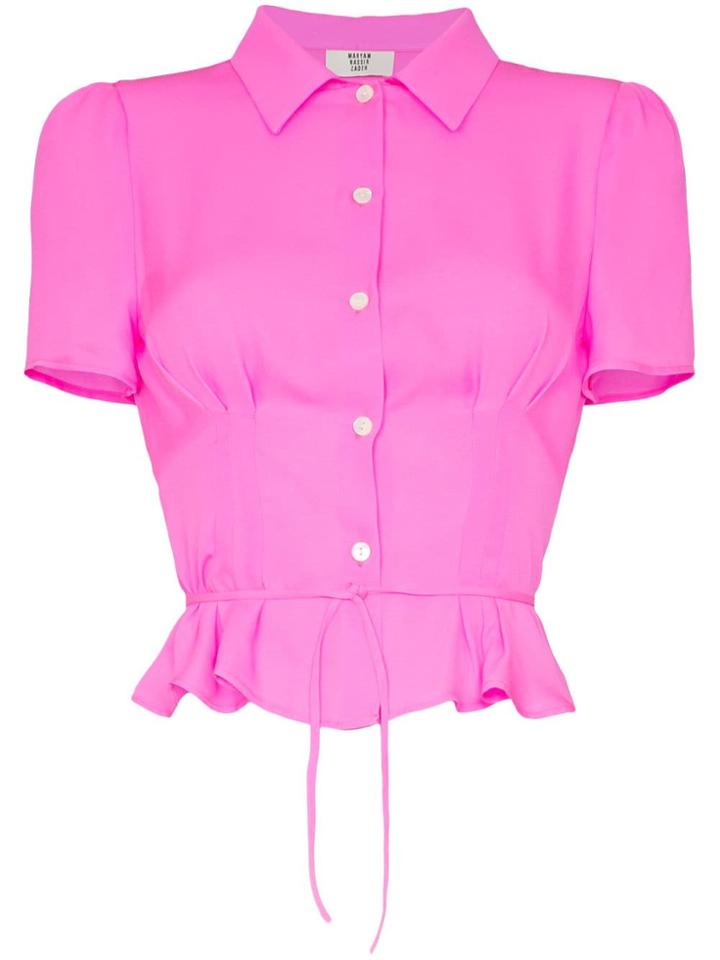 Maryam Nassir Zadeh Silk Button Down Tie Back Blouse - Pink