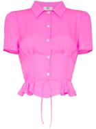 Maryam Nassir Zadeh Silk Button Down Tie Back Blouse - Pink