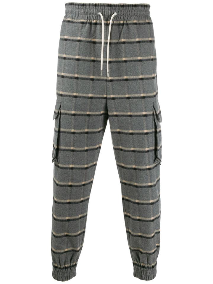 Drôle De Monsieur Drawstring Check Trousers - Grey