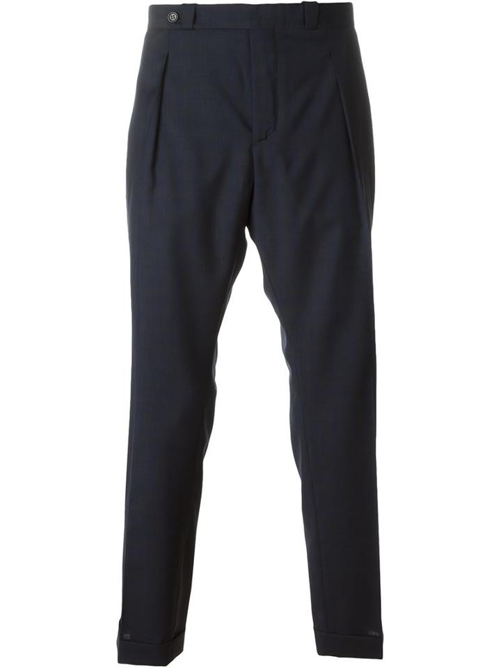 Carven Front Pleat Trousers, Men's, Size: 44, Blue, Cotton/virgin Wool