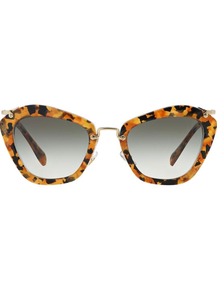 Miu Miu Eyewear Structured Frame Sunglasses, Women's, Brown, Plastic