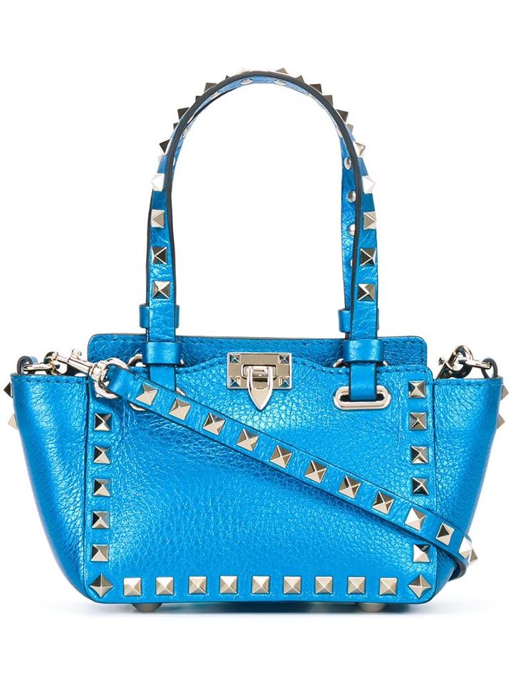 Valentino Micro 'rockstud' Trapeze Tote, Women's, Blue