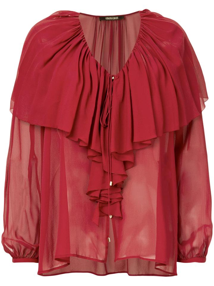 Roberto Cavalli Ruffled Blouse - Red