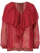 Roberto Cavalli Ruffled Blouse - Red