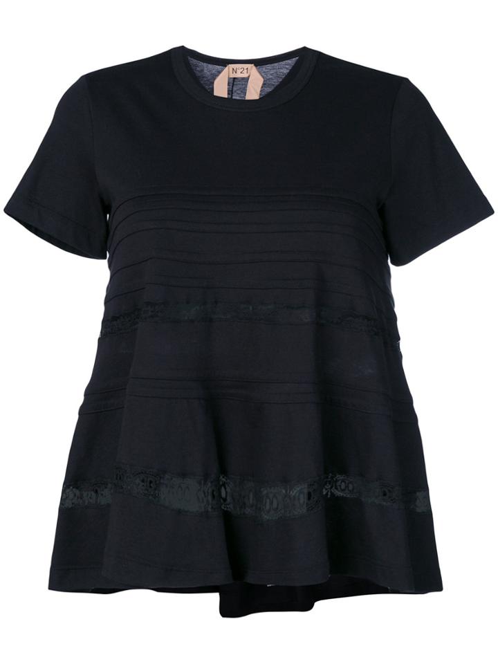 No21 Lace Panel T-shirt - Black